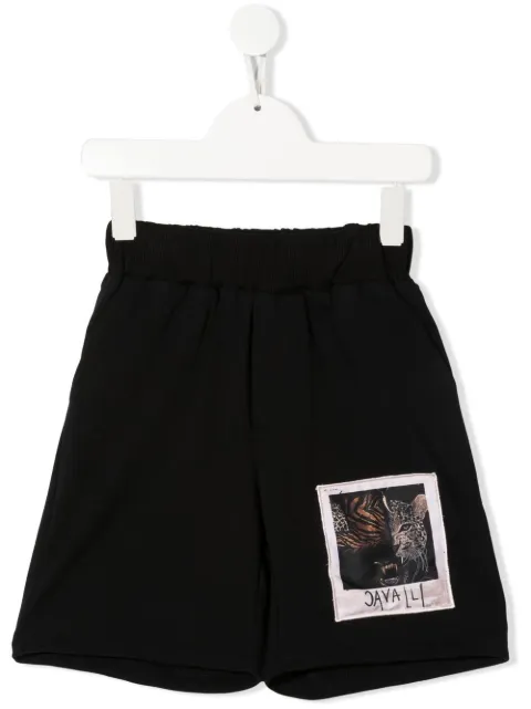 Roberto Cavalli Junior patch-detail track shorts