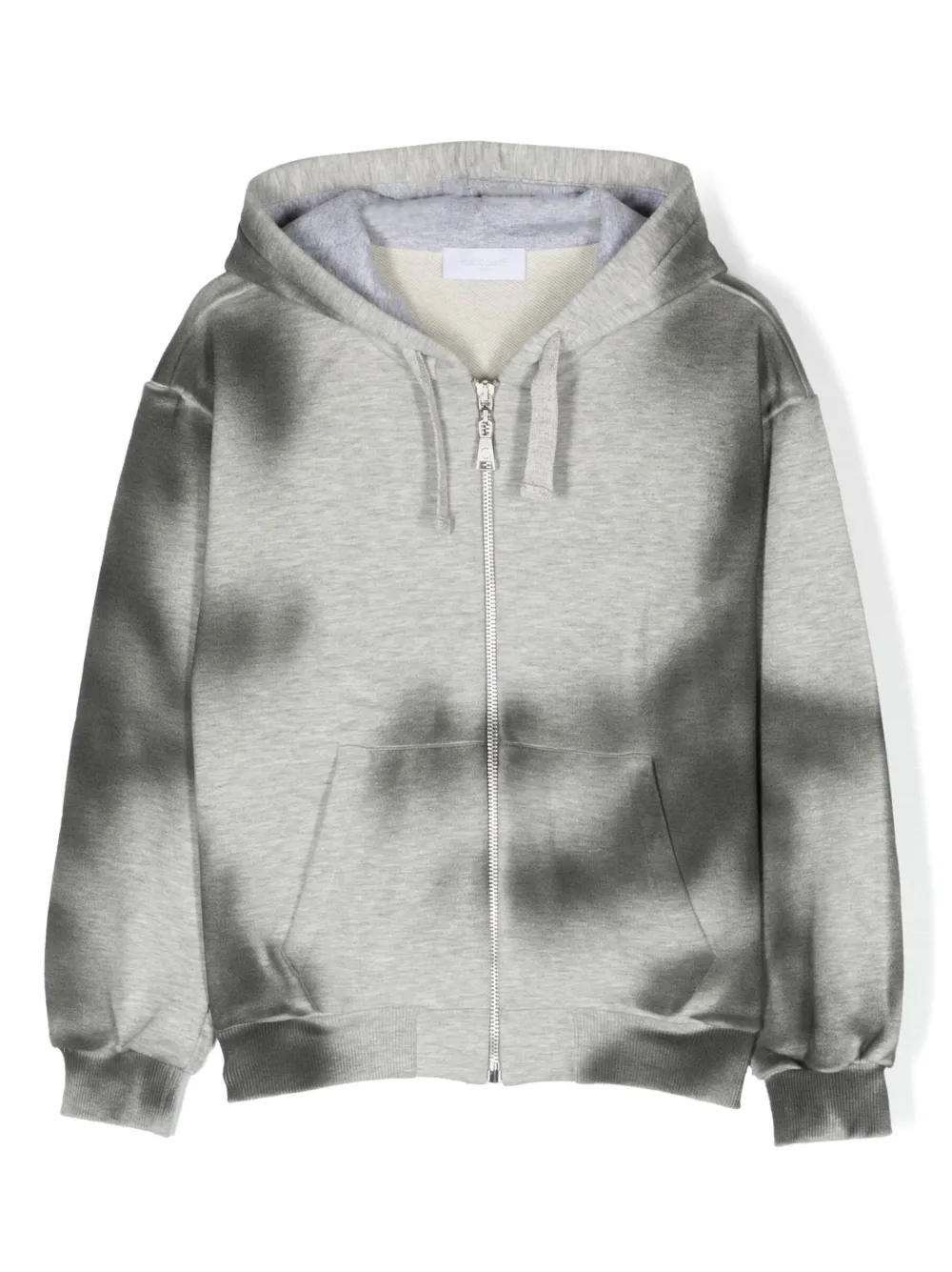 Roberto Cavalli Kids' Faded-finish Zip-front Hoodie In Grey