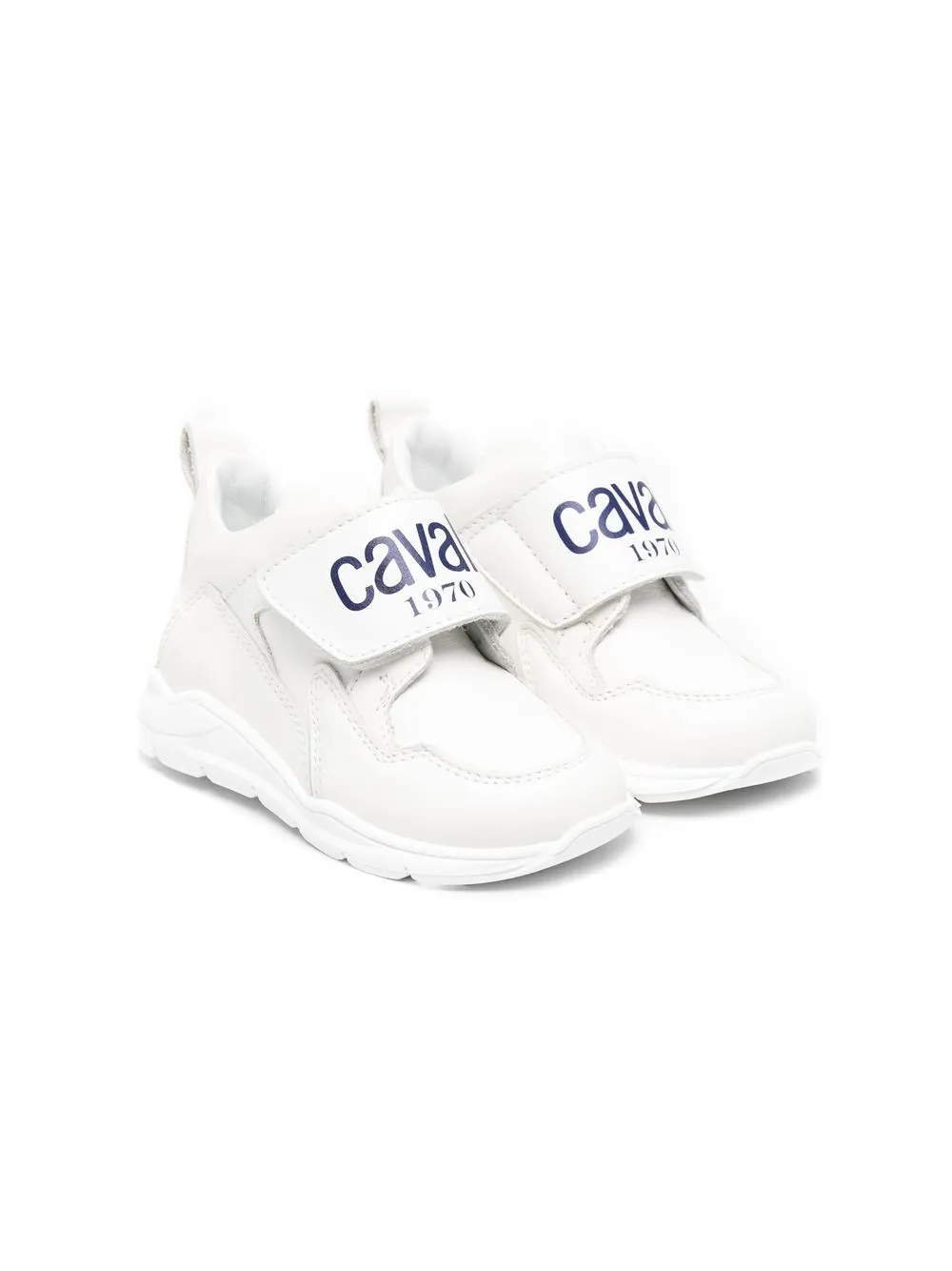 

Roberto Cavalli Junior tenis con cierre autoadherente y logo estampado - Blanco
