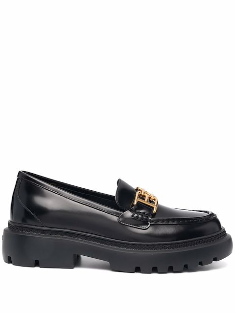 Bally logo-charm leather loafers