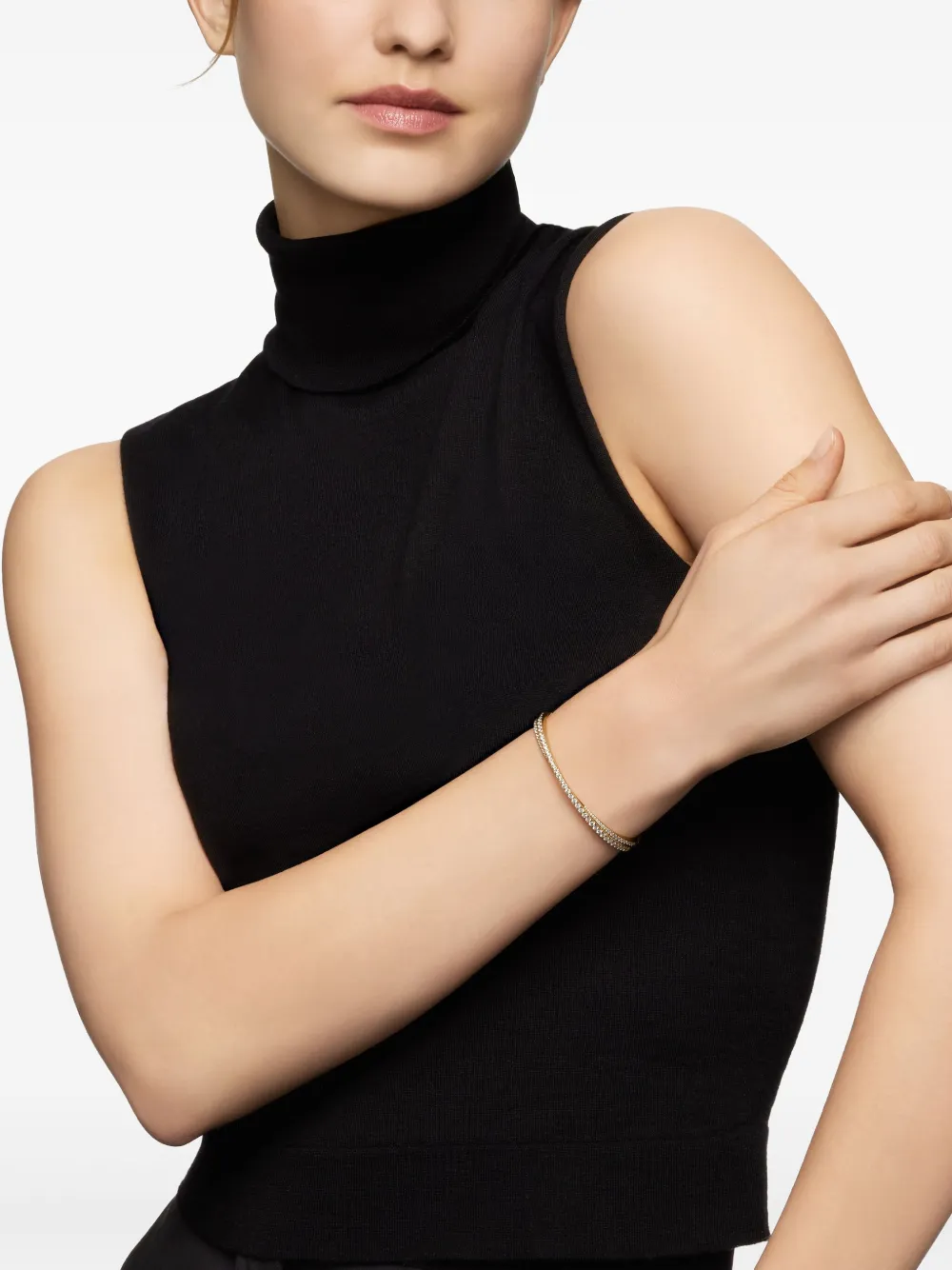 David Yurman 18kt yellow gold Crossover pavé diamond two-row bangle (5.5mm) | Image 2