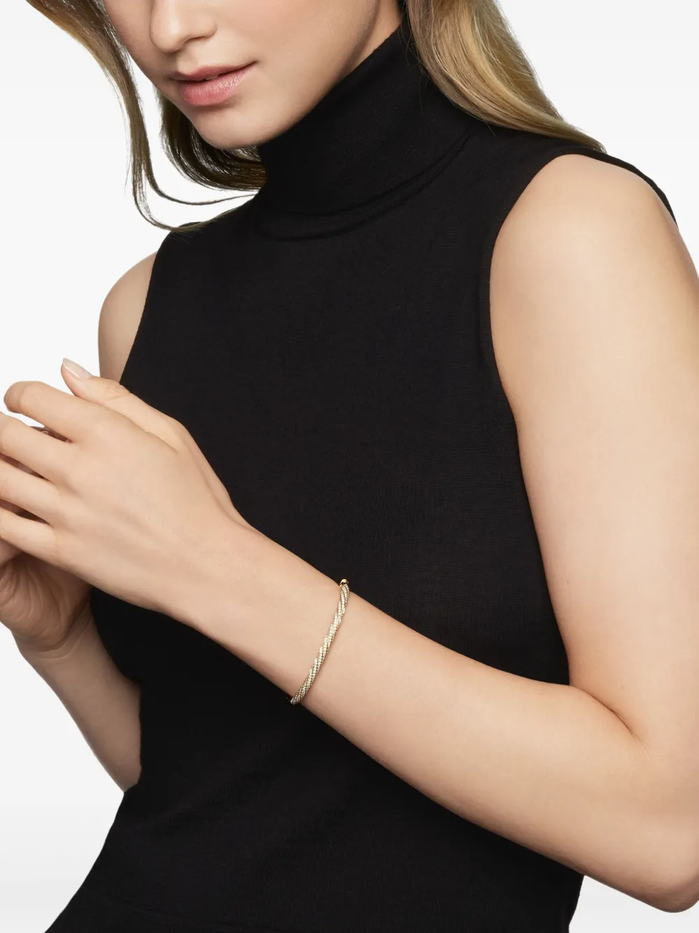 David Yurman 18kt yellow gold Cable Edge diamond bangle bracelet (4mm) | Image 2