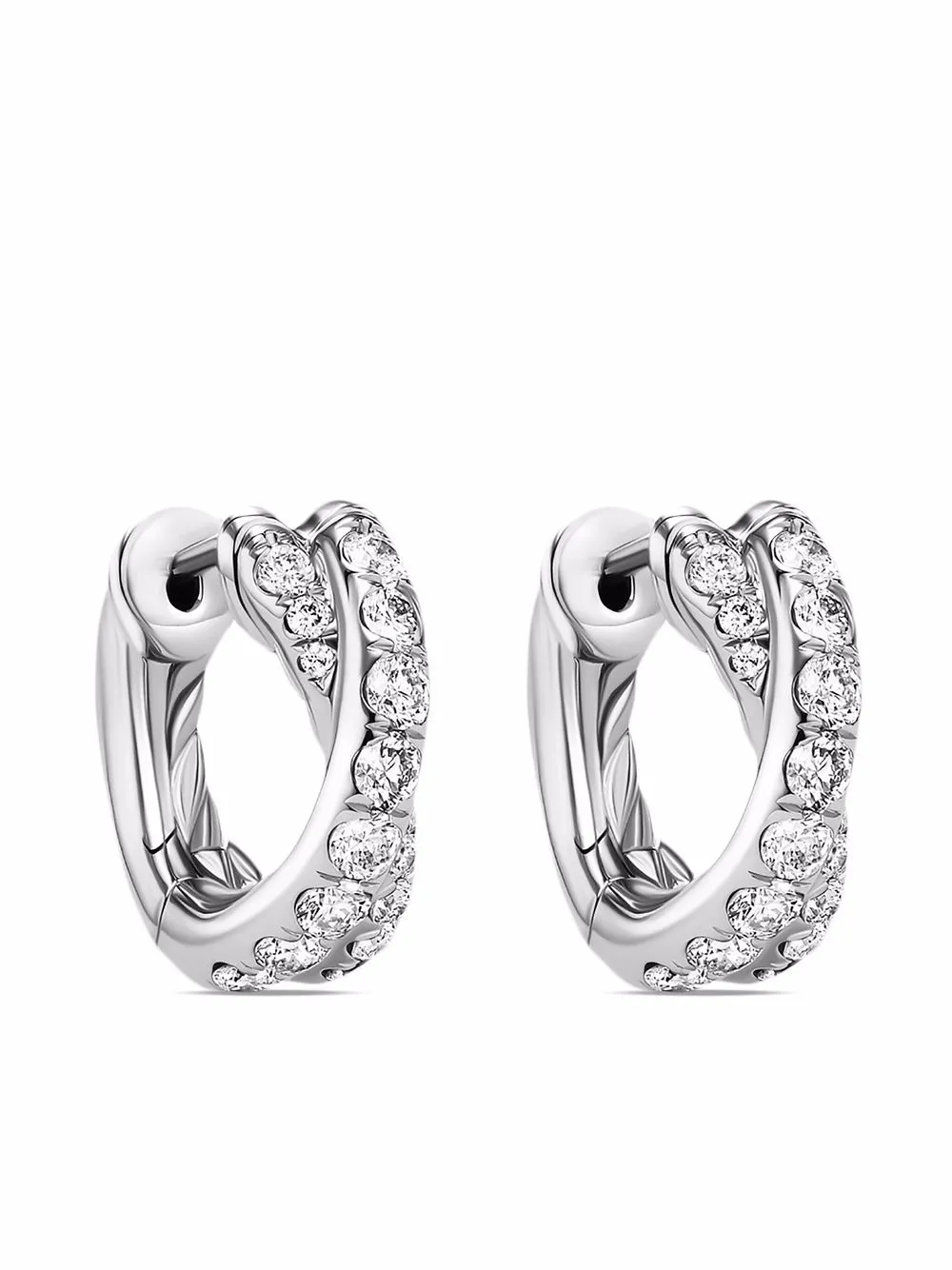 

David Yurman 18kt white gold crossover diamond hoop earrings - Silver