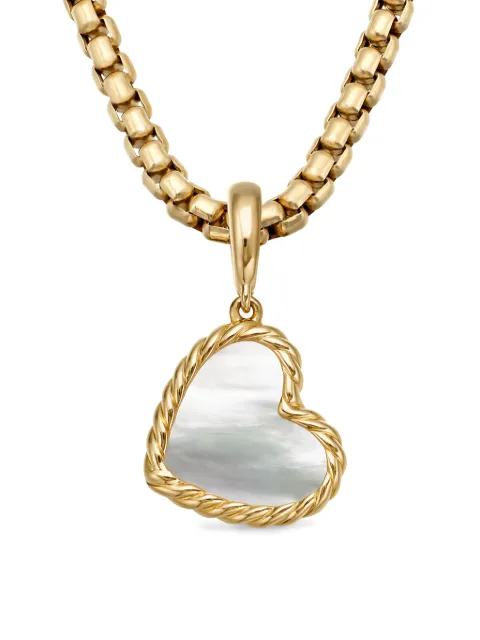 David Yurman 18K yellow gold Cable Heart mother-of-pearl pendant