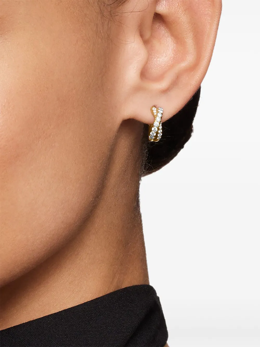 David Yurman 18kt yellow gold Crossover diamond hoop earrings (12mm) | Image 2