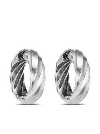 ■David Yurman■スターリングシルバーフープピアス David Yurman Crossover フープピアス 33.7mm スターリング