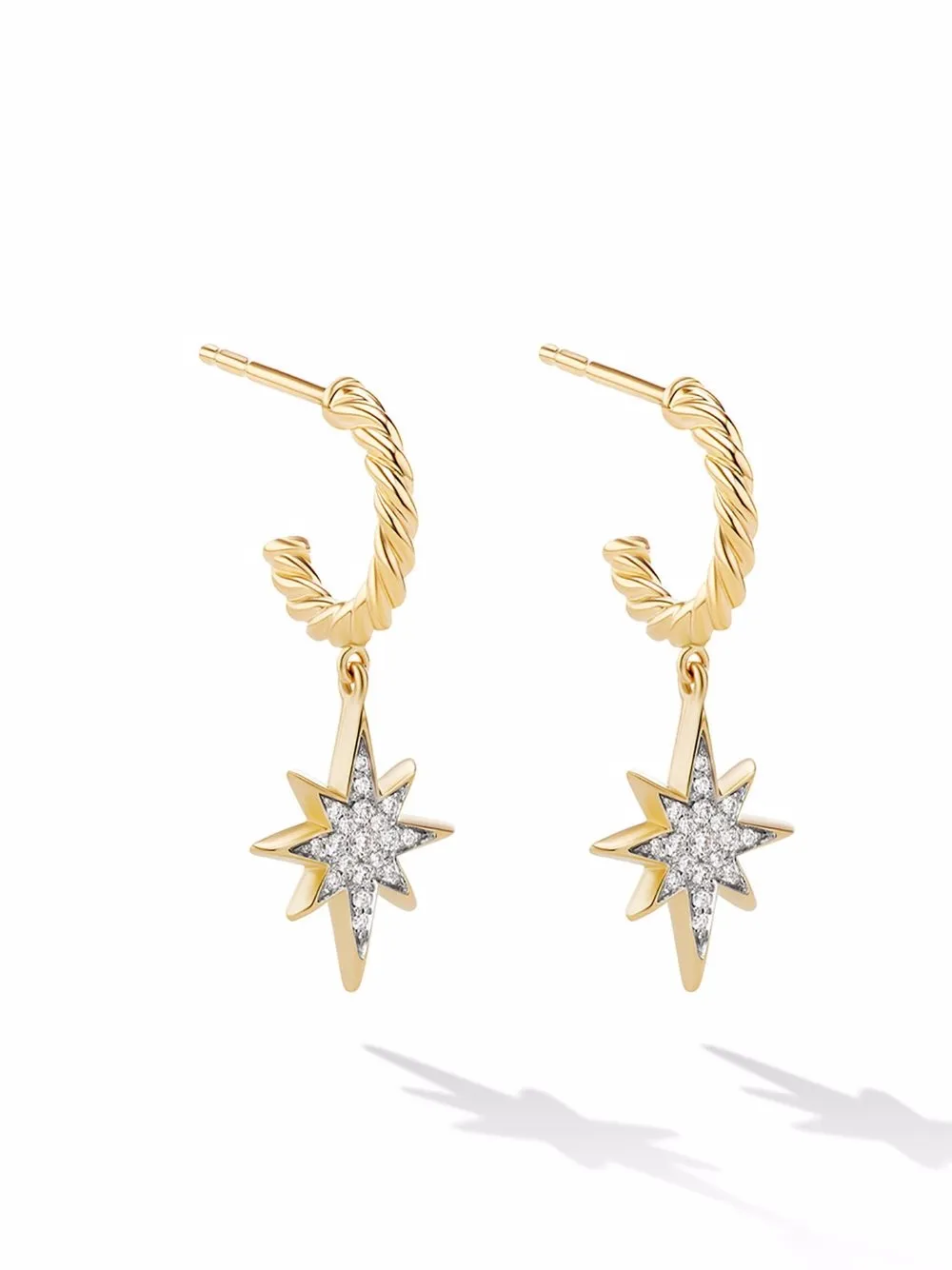 

David Yurman 18kt yellow gold Northstar diamond hoop earrings