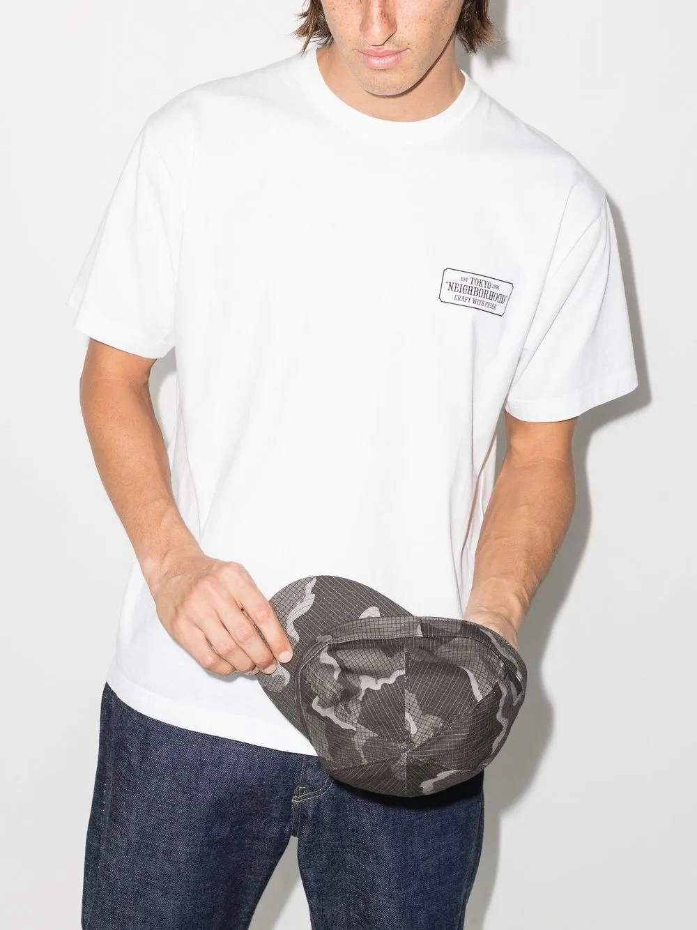 Neighborhood T-shirt met print - Wit