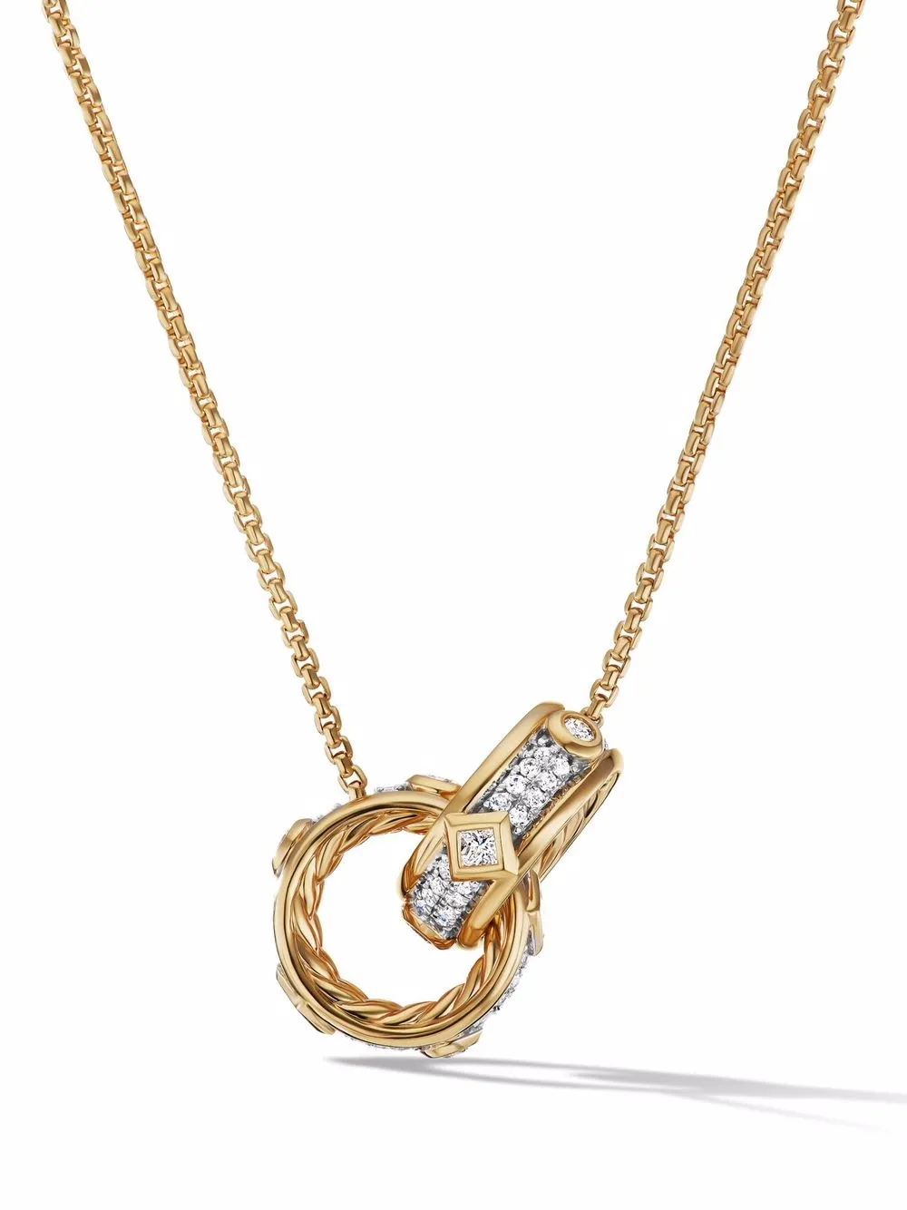 Shop David Yurman 18kt Yellow Gold Modern Renaissance Diamond Pendant Necklace