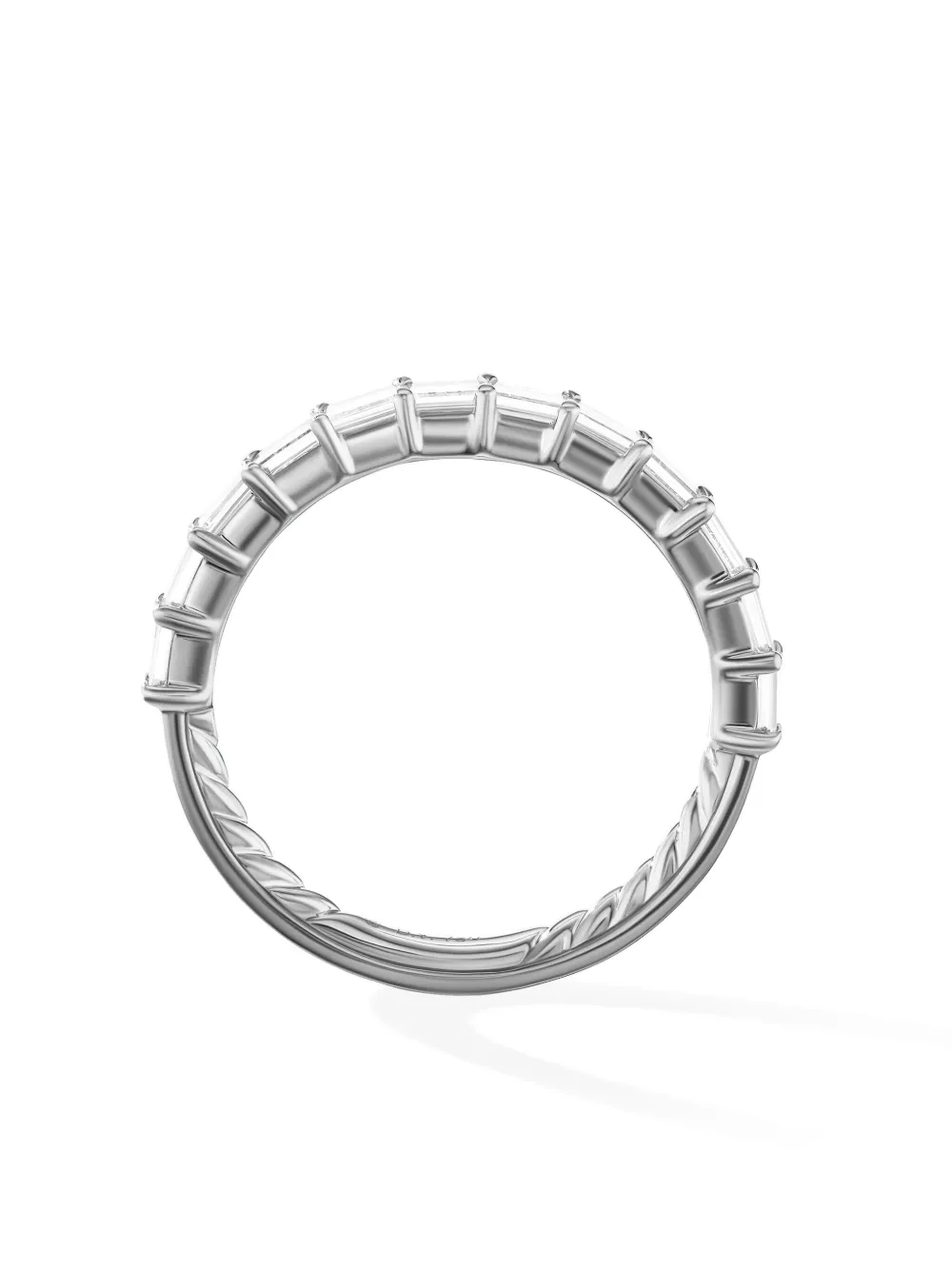 David Yurman Platinum Dy Eden Partway Diamond Ring (2mm) In Pladi