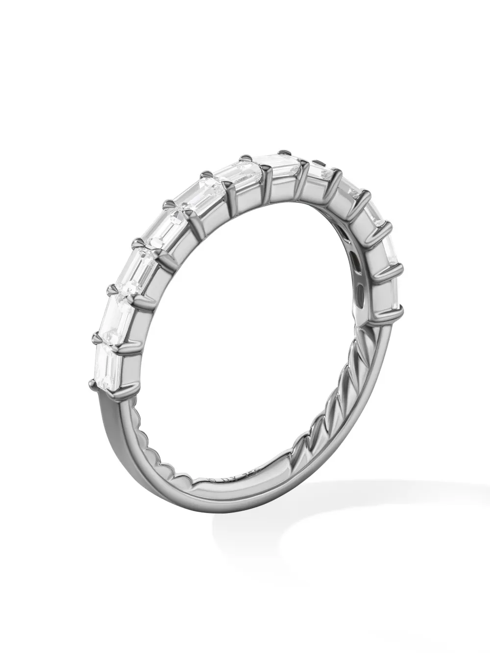 David Yurman Platinum Dy Eden Partway Diamond Ring (2mm) In Pladi