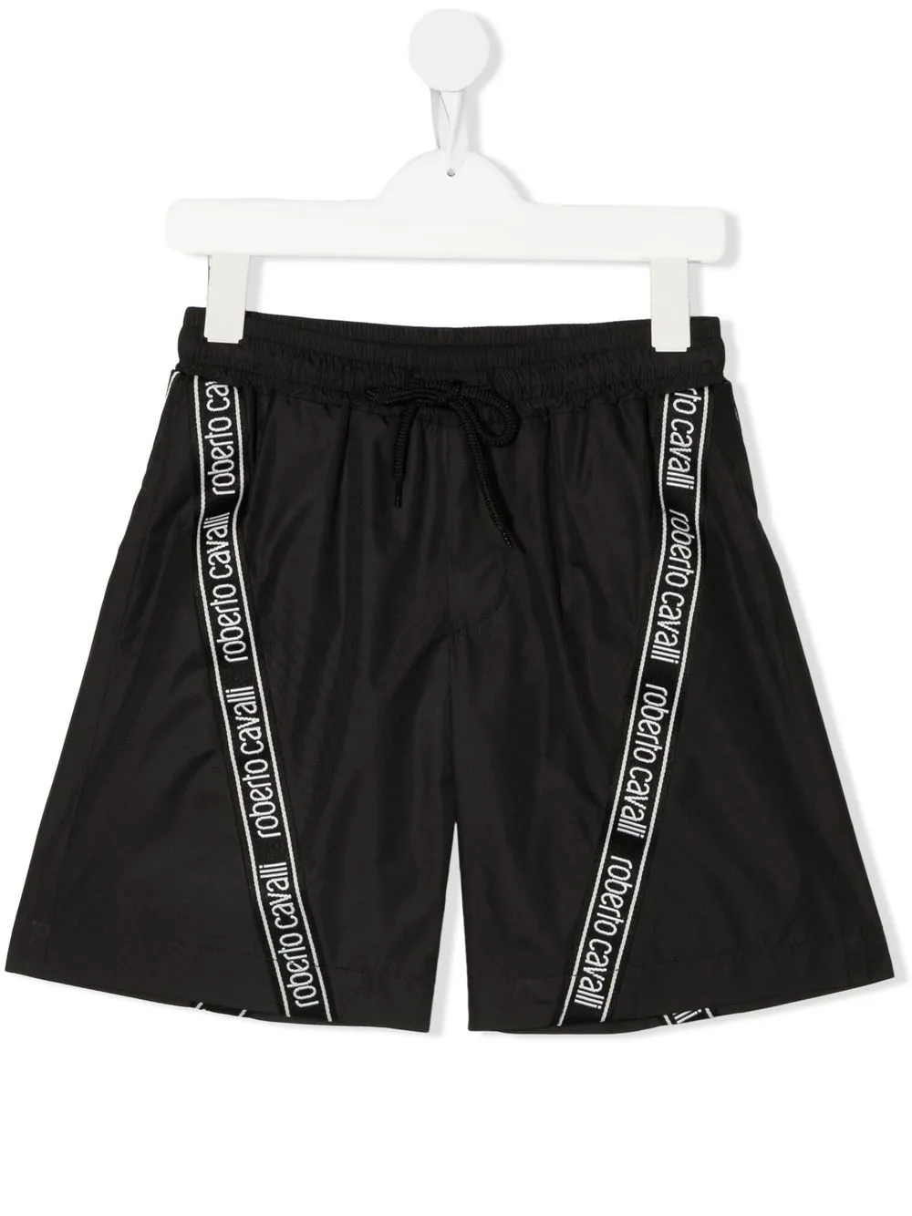 

Roberto Cavalli Junior shorts de playa con franjas del logo - Negro