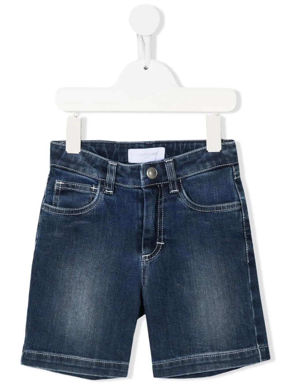 

Roberto Cavalli Junior shorts de mezclilla con tiro medio - Azul