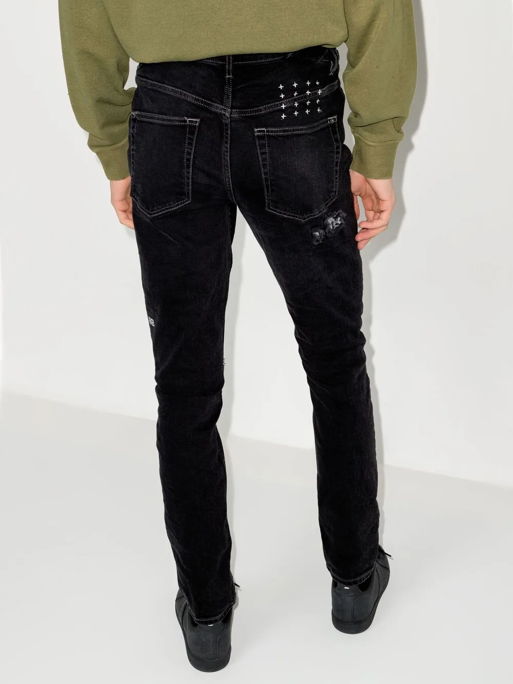  Ksubi Slim Fit Jeans Im Distressed Look   Schwarz 