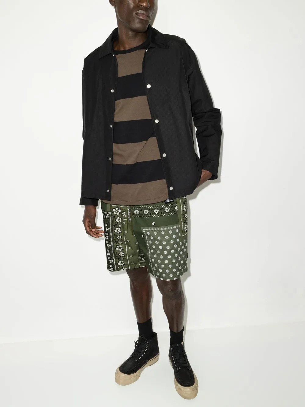 Neighborhood Bandana Patchwork Bermuda Shorts | Green | FARFETCH