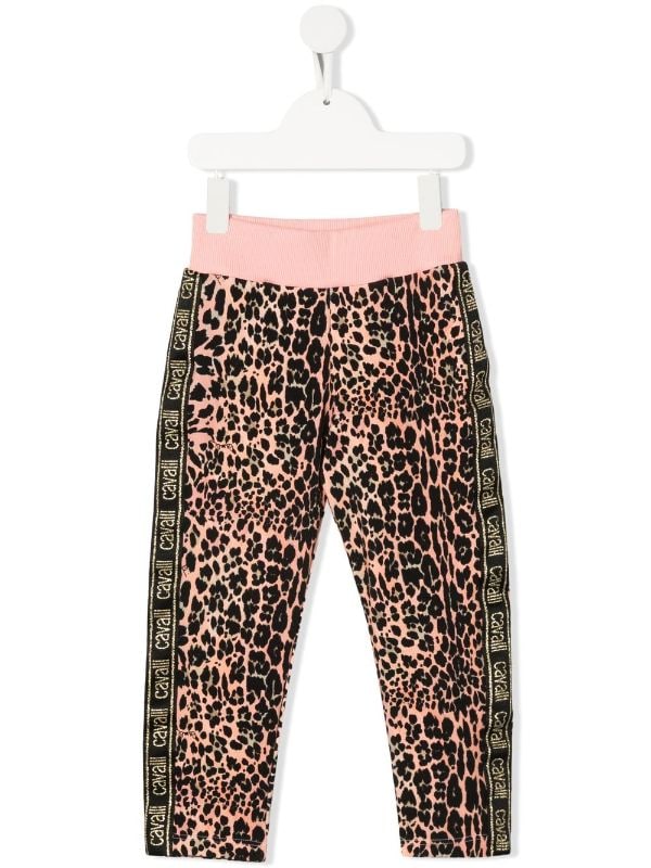 Roberto Cavalli Junior leopard-print logo-tape Track Pants - Farfetch