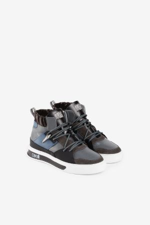 Tiger Tooth Panelled Hi-Top Sneakers