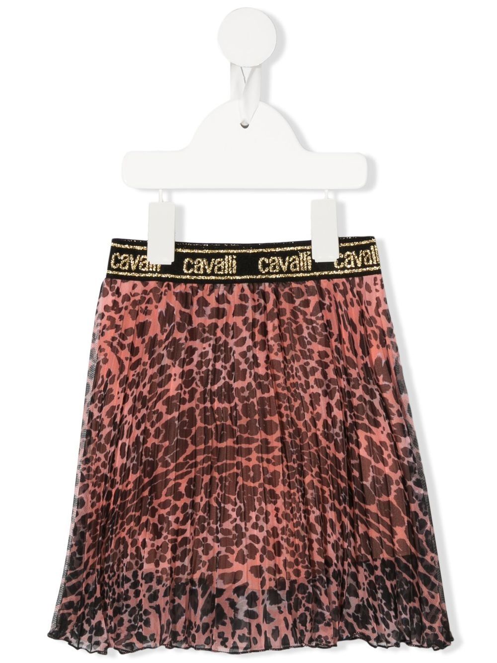 Roberto Cavalli Junior leopard-print pleated skirt - Black