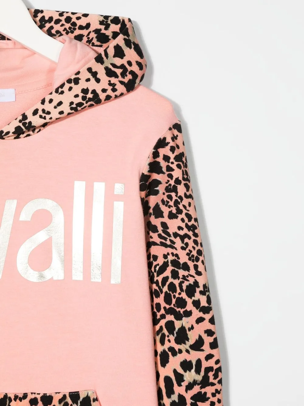  Roberto Cavalli Junior Leopard-panel Metallic Logo Hoodie - Pink 