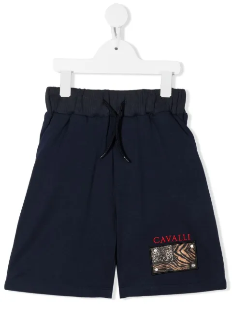 Roberto Cavalli Junior logo-patch tack shorts