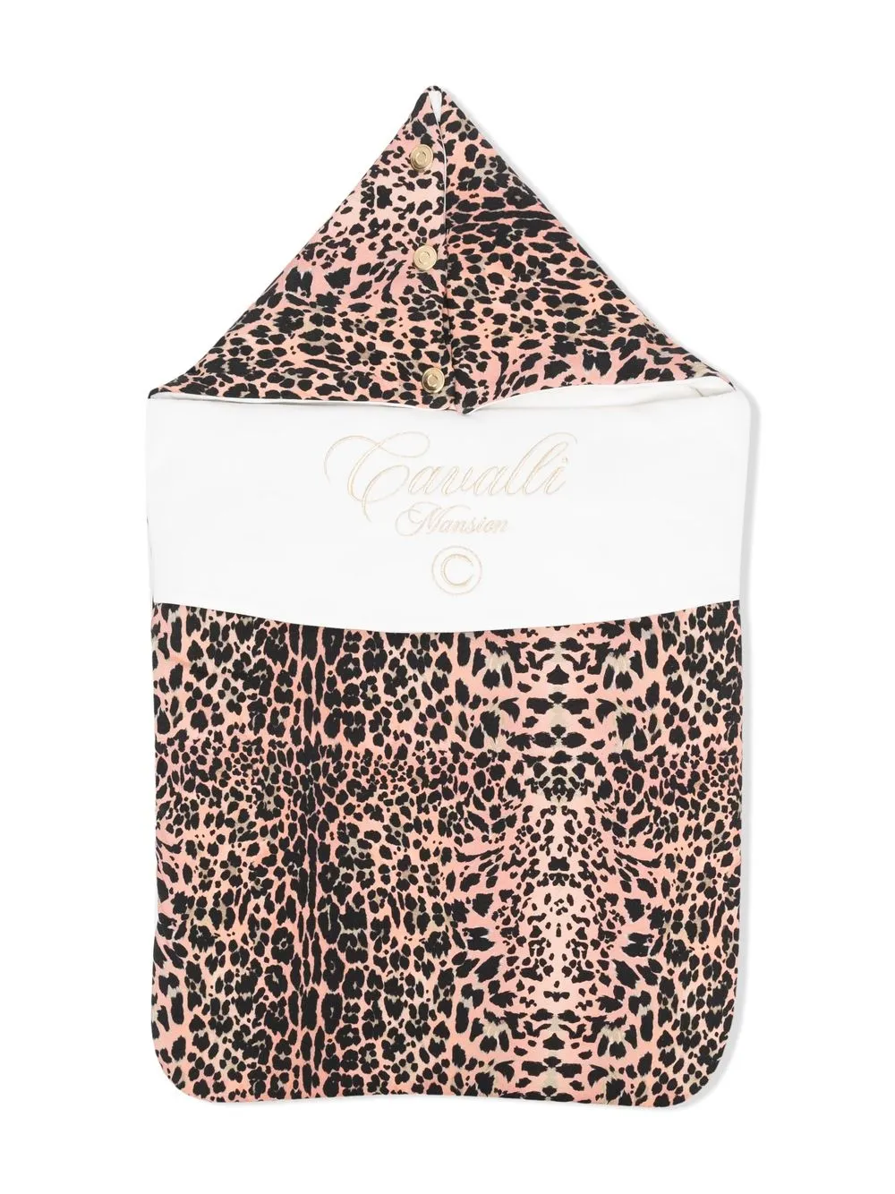 

Roberto Cavalli Junior manta con logo bordado y estampado de leopardo - Rosado