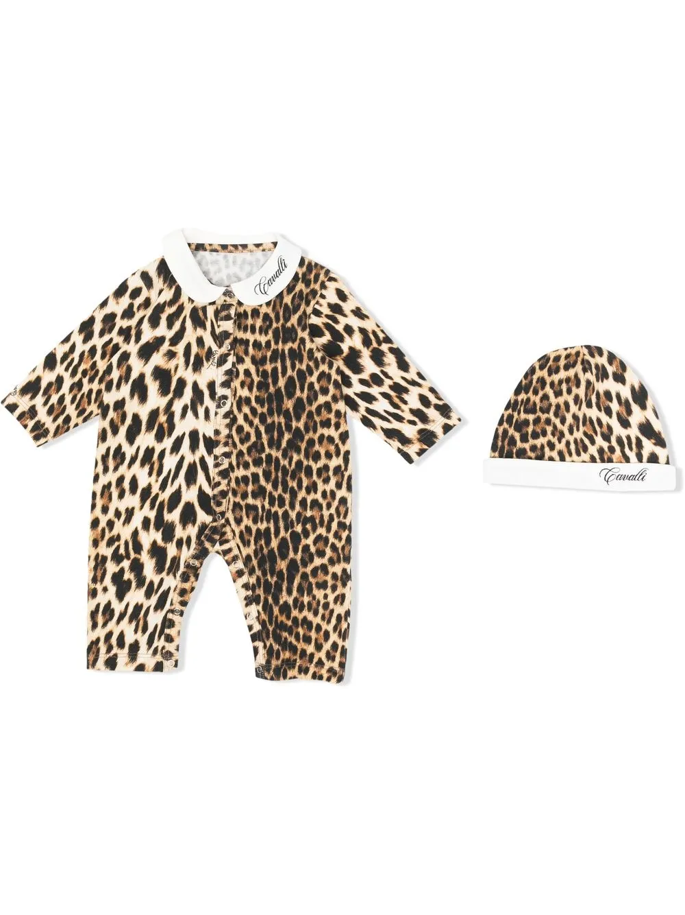 

Roberto Cavalli Junior leopard-print babygrow set - Brown