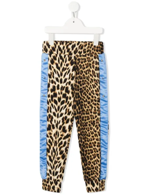 Roberto Cavalli Junior side-stripe leopard-print leggings