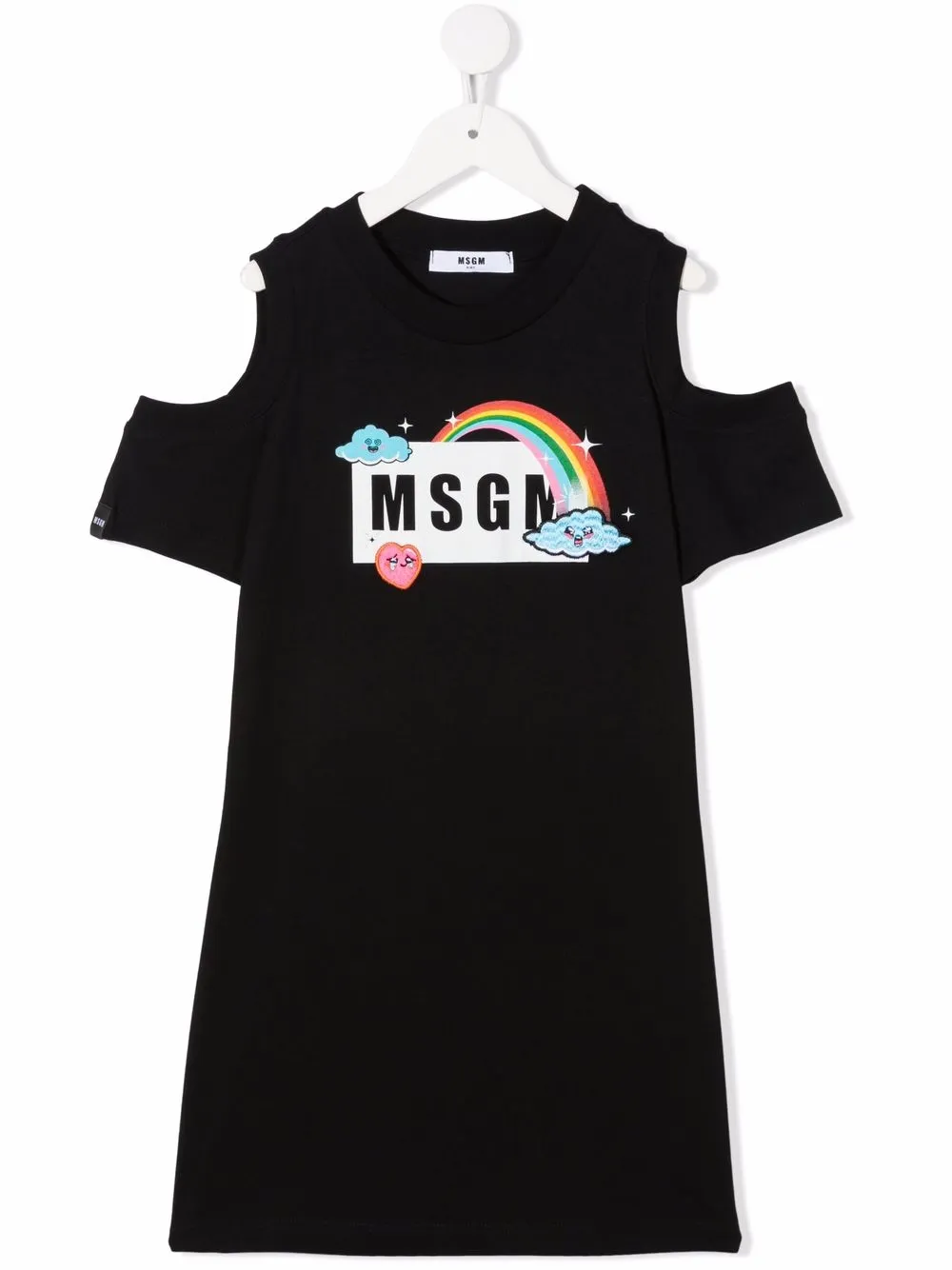 

MSGM Kids vestido estilo playera con hombros descubiertos - Negro