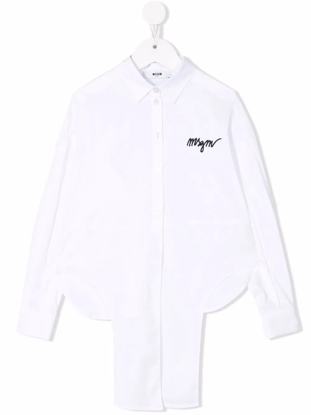 

MSGM Kids camisa con logo bordado - Blanco