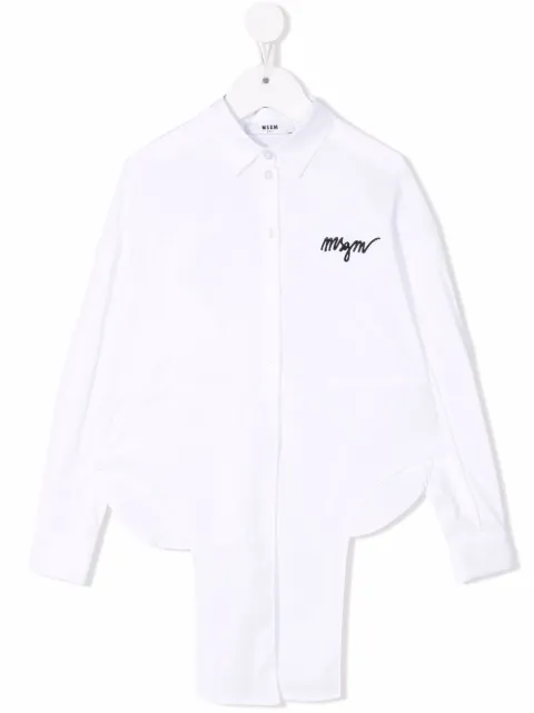 Msgm Kids قميص مطرز بشعار الماركة