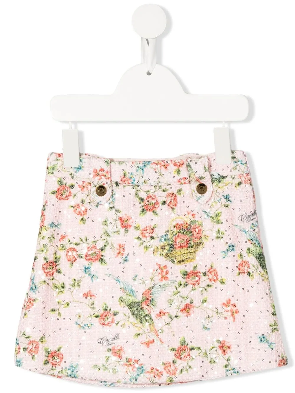 

Roberto Cavalli Junior falda midi con estampado floral - Rosado