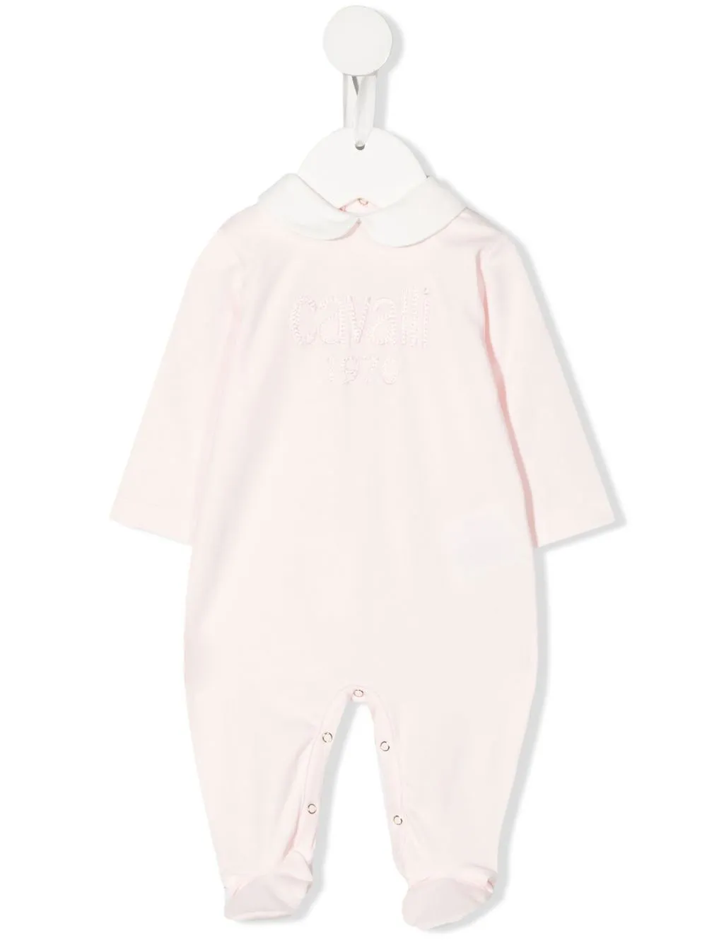 Roberto Cavalli Babies' Embroidered-logo Long-sleeved Romper In Pink