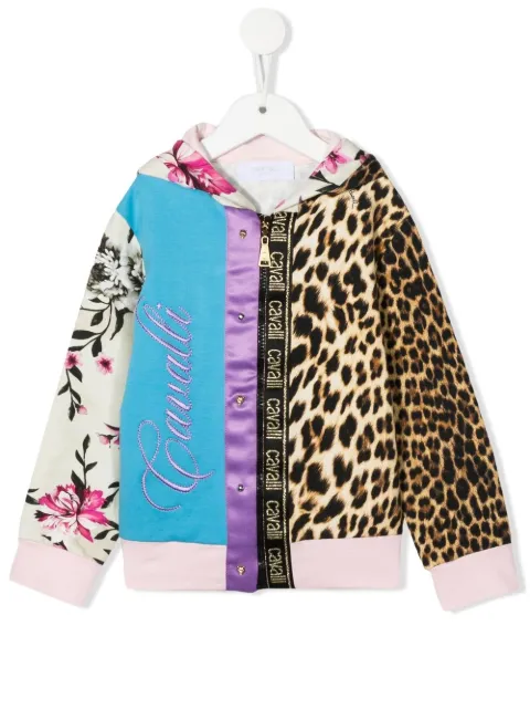 Roberto Cavalli Junior هودي بسحاب أمامي وطبعات متعددة