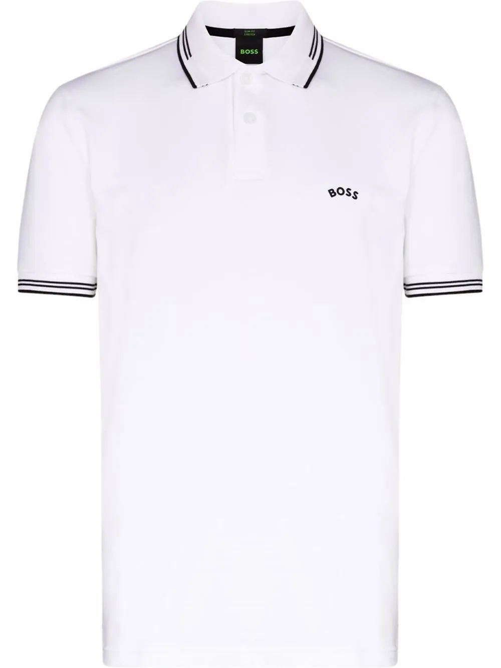 

BOSS curved logo-print polo shirt - White