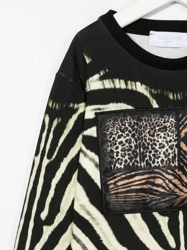 Animal print crew neck sweater hot sale