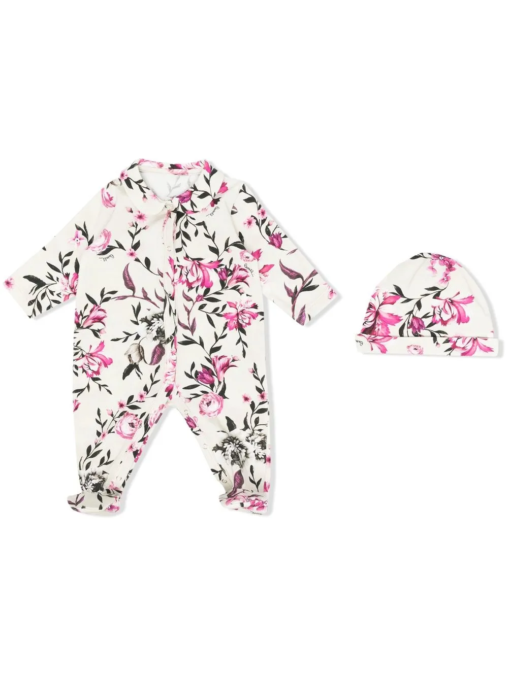 Roberto Cavalli Junior Floral-print Babygrow Set In Neutrals