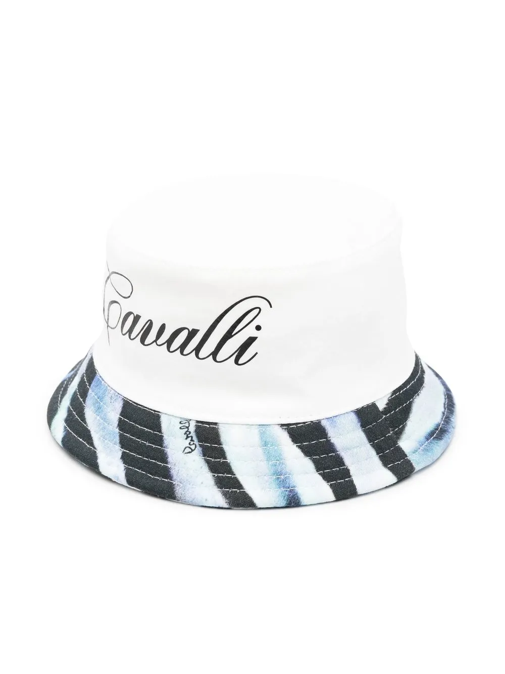 

Roberto Cavalli Junior gorro de pescador con animal print - Blanco