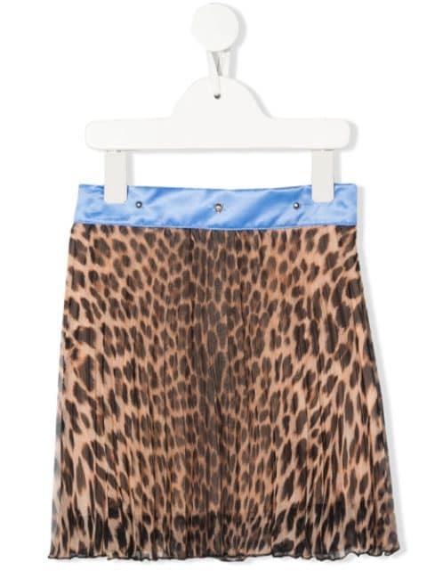 Roberto Cavalli Junior leopard-print pleated skirt