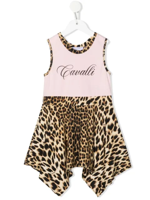 Roberto Cavalli Junior leopard-print asymmetric dress