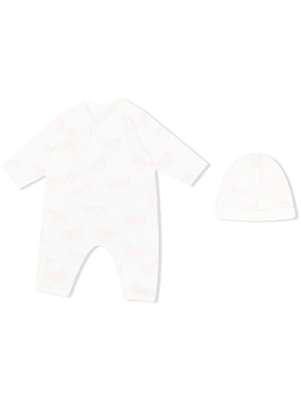 

Roberto Cavalli Junior all-over logo-print romper set - White