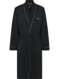 BOSS embroidered-logo lounge robe - Black