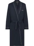 BOSS embroidered-logo lounge robe - Blue