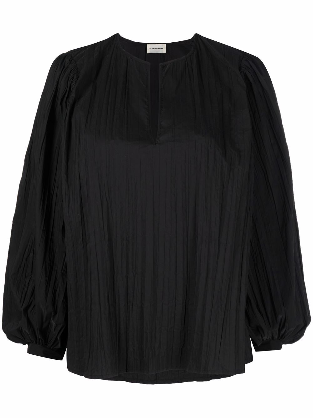 

By Malene Birger blusa plisada con cuello en V - Negro