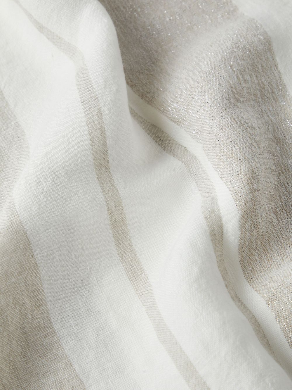  Brunello Cucinelli Couverture Rayée à Bords Frangés - Blanc 