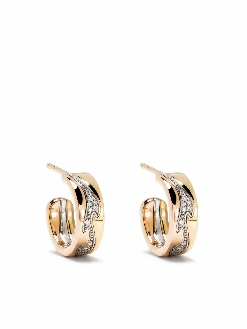 18kt gold Fusion small diamond hoop earrings