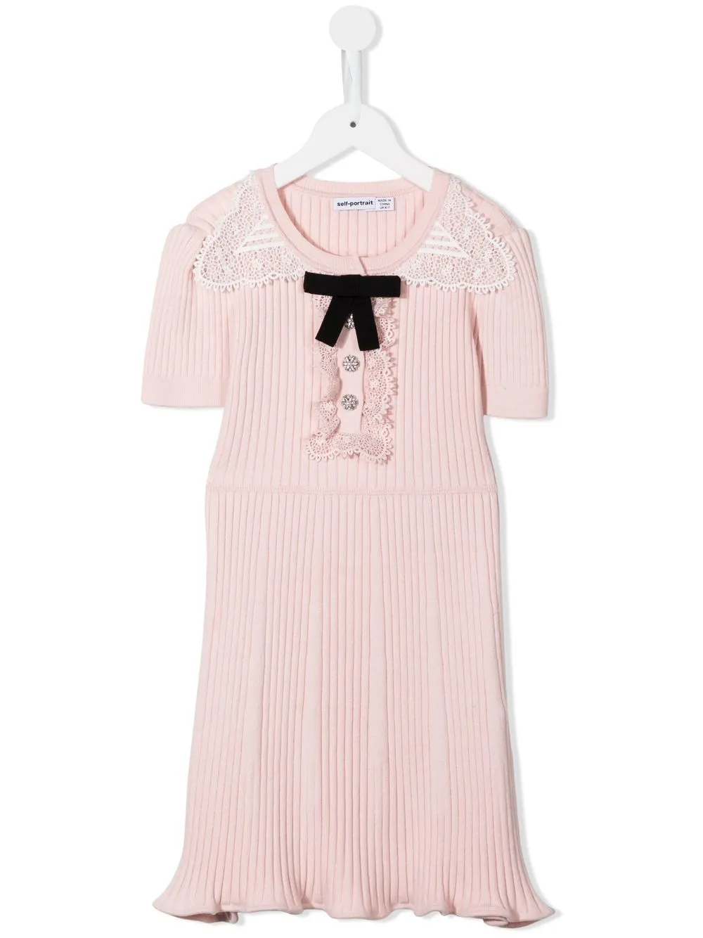 

Self-Portrait Kids lace-collar knitted dress - Pink