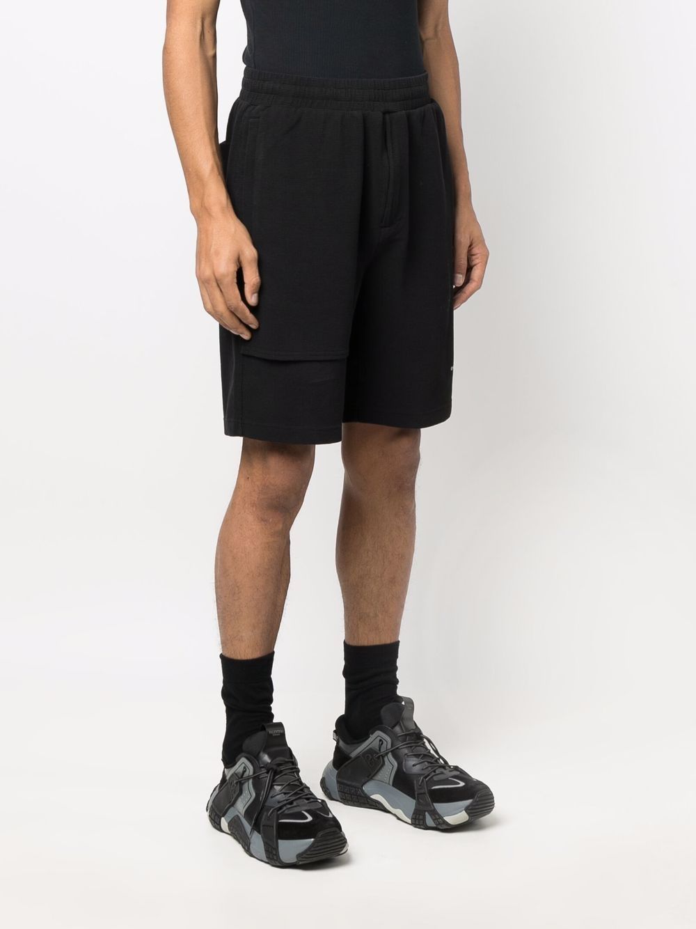 Shop Helmut Lang Asymmetric-layered Woven Shorts In Black