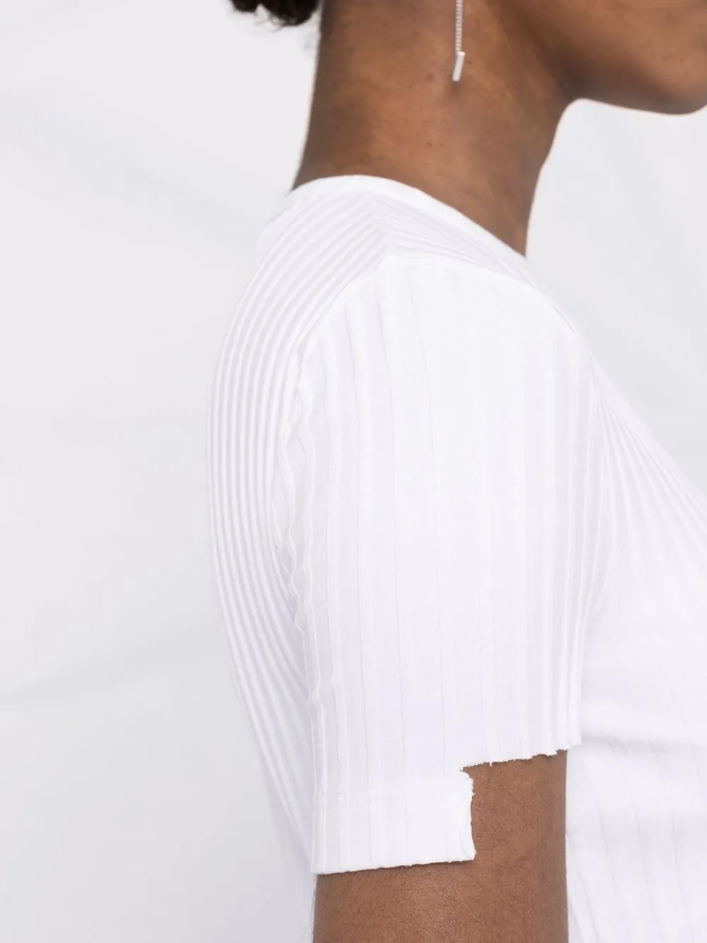 фото Helmut lang футболка в рубчик асимметричного кроя