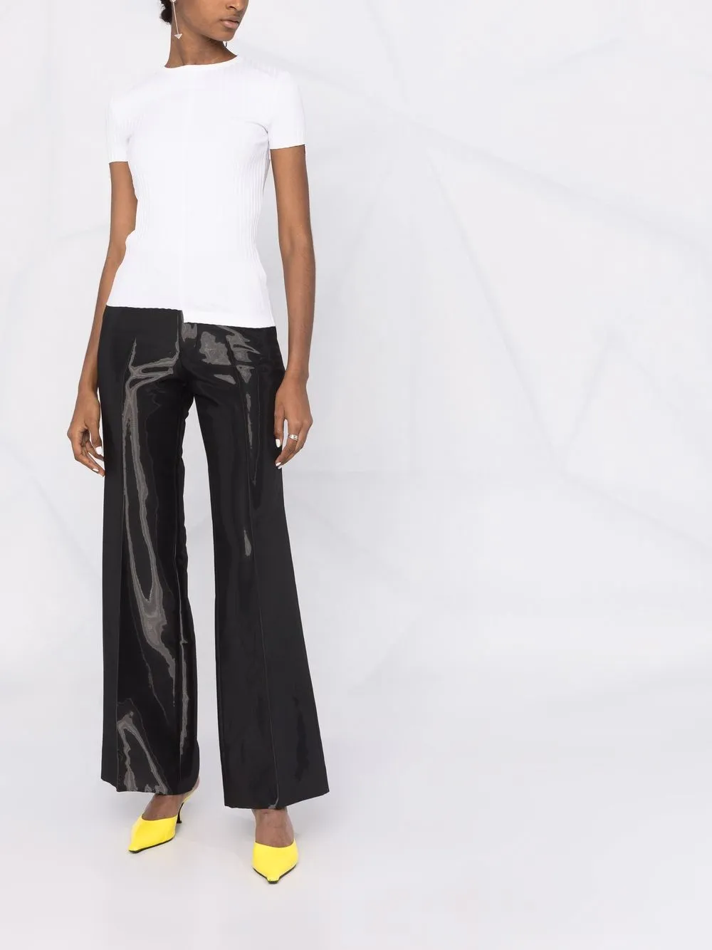 фото Helmut lang футболка в рубчик асимметричного кроя