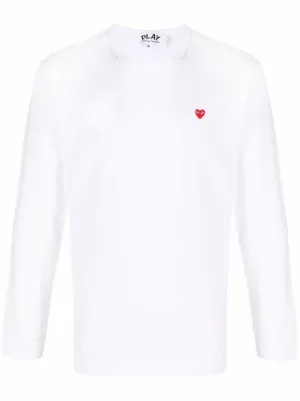 Comme Des Garçons Play long-sleeved Heart-patch T-shirt | White